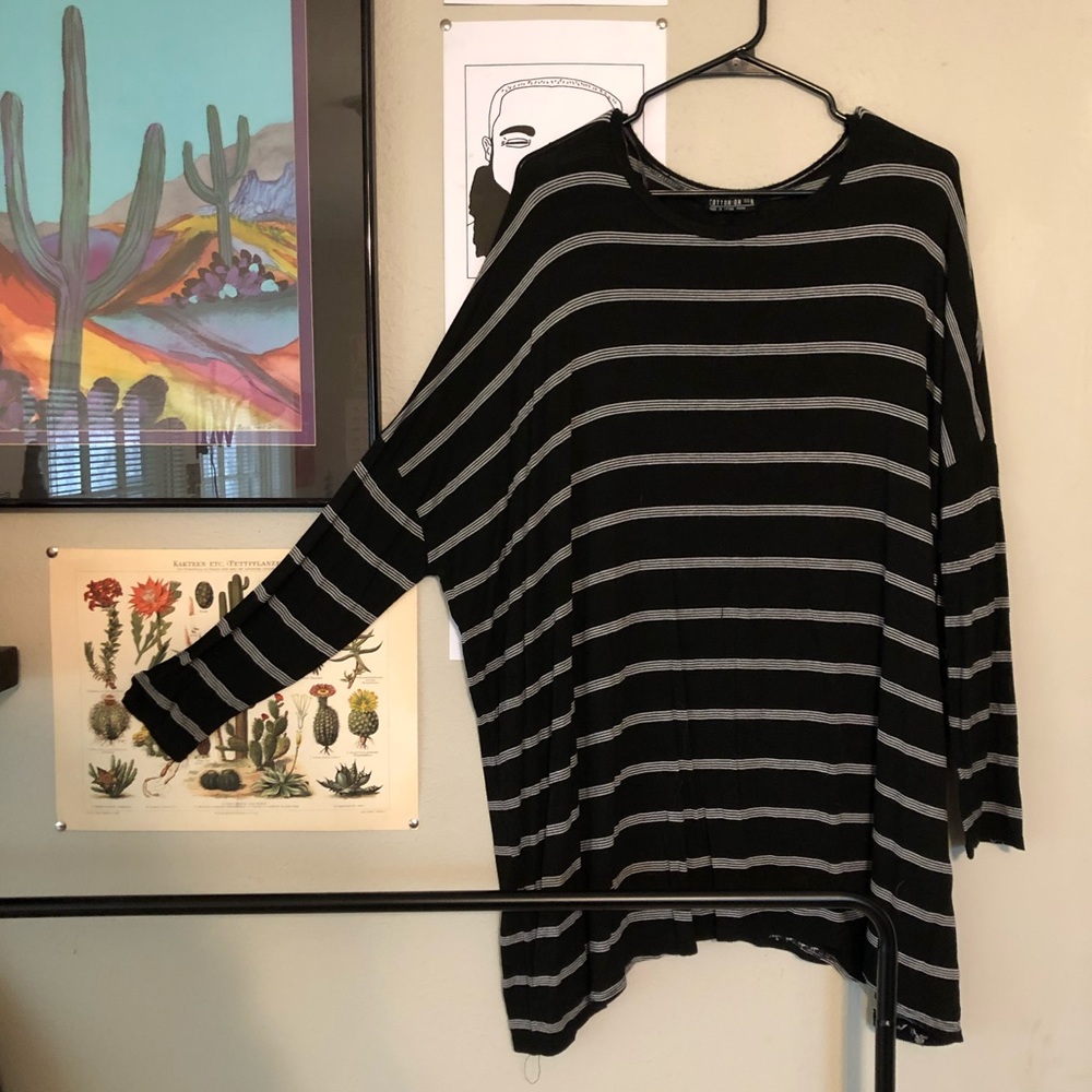 Black & White Striped Long Sleeve T-Shirt Dress